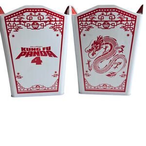 set 2 Kung Fu Panda 4 Movie Collectible Popcorn Tin Takeout Bucket Po Dumplings